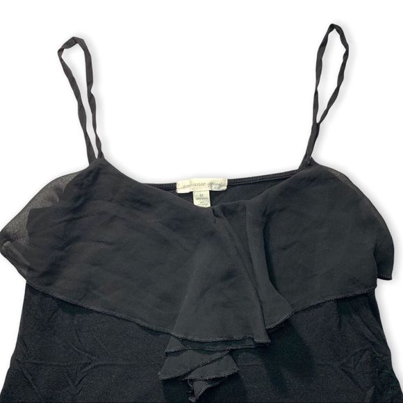 Ambiance Apparel Medium Solid Black Camisole w/ Ruffled Chest Contrast Neutral - Picture 3 of 5